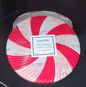 Voluspa Crushed Candy Cane Scented Candle - Red & White Swirl